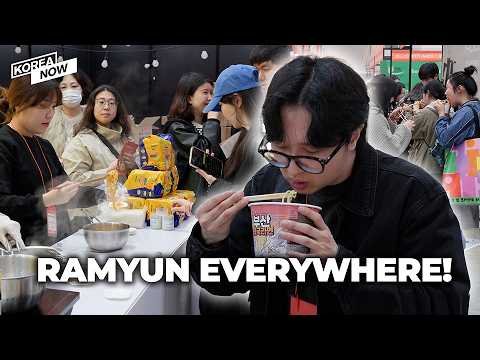 Trying out various Korean ramyun at big food fair